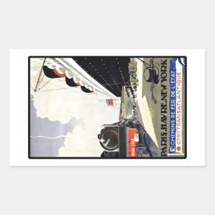 Adesivo Retangular Viagens vintage Paris Havre Nova York