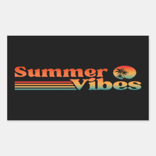 ADESIVO RETANGULAR VIBRAÇÕES DE VERÃO PÔR DO SOL VINTAGE FÉRIAS