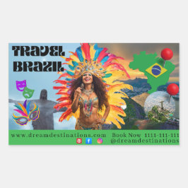 Adesivo Retangular Vibrant Brazilian Carnival Design Travel Agency