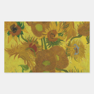 Adesivo Retangular vincent van gogh 15 sunflower vase painting