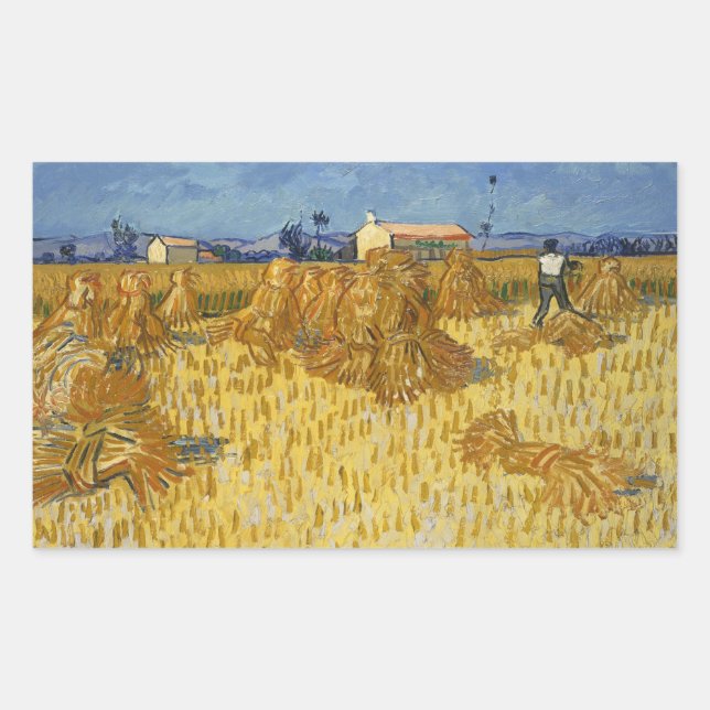 Adesivo Retangular Vincent van Gogh - Colheita de Milho na Provença (Frente)