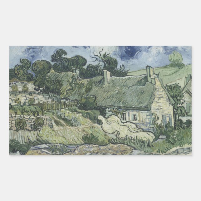 Adesivo Retangular Vincent van Gogh - Cottages achados em Cordeville (Frente)