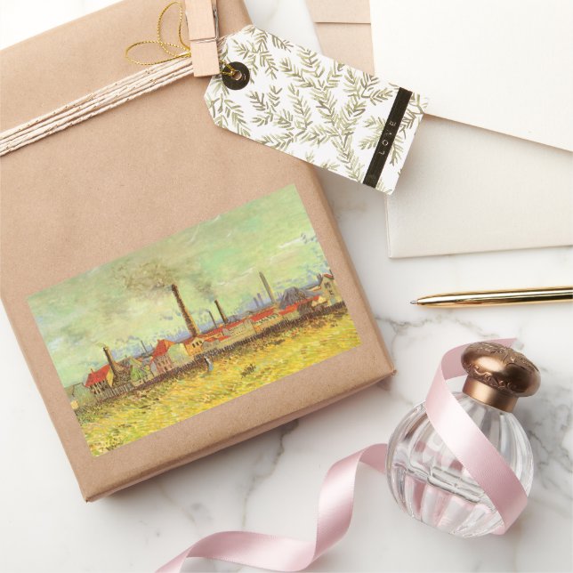 Adesivo Retangular Vincent van Gogh - Fábricas em Asnieres (Presentear)