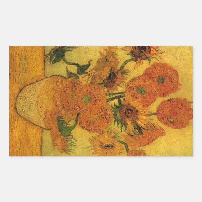 Adesivo Retangular Vincent van Gogh Natureza Morta Vaso com 15 Girass (Frente)