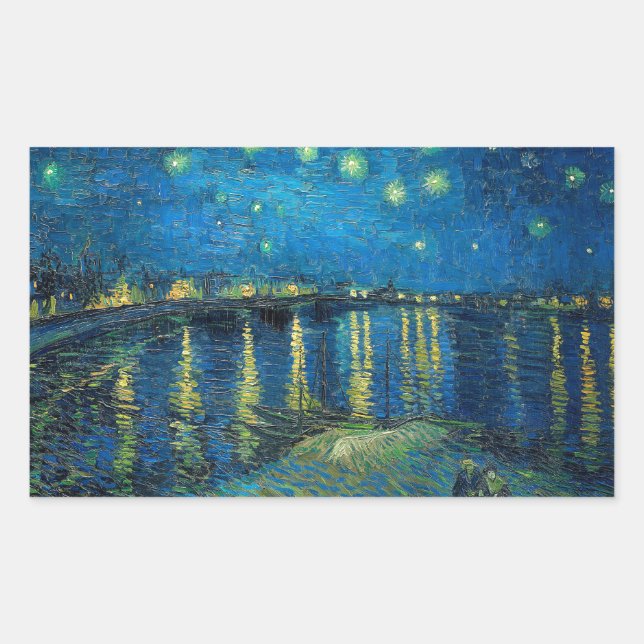 Adesivo Retangular Vincent Van Gogh Noite Estrelada Sobre o Ródano (Frente)