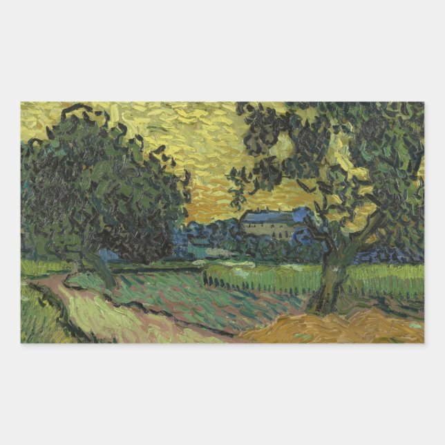 Adesivo Retangular Vincent van Gogh - Paisagem em Twilight (Frente)