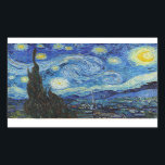 Adesivo Retangular Vincent Van Gogh Starry Night Vintage Fine Art<br><div class="desc">Vincent Van Gogh Starry Night Vintage Retangker</div>