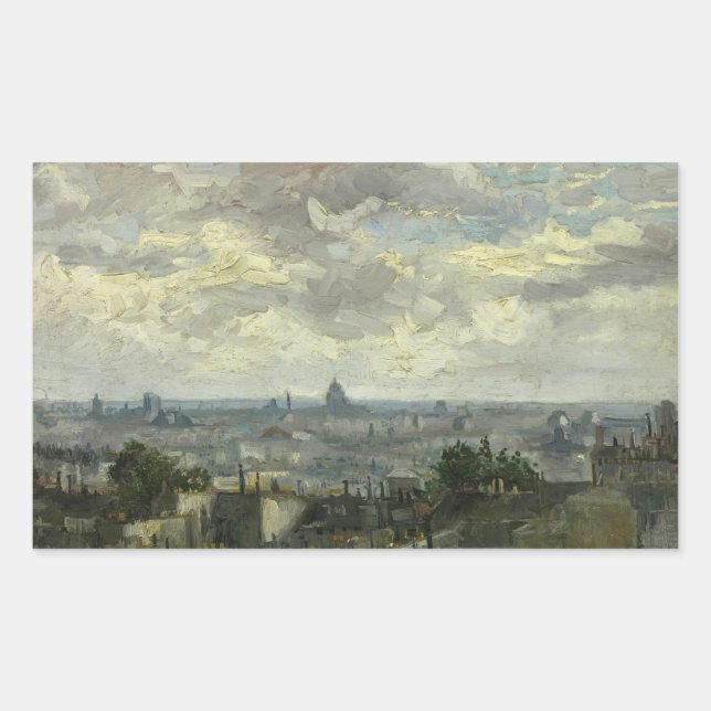 Adesivo Retangular Vincent van Gogh - Vista de Paris (Frente)