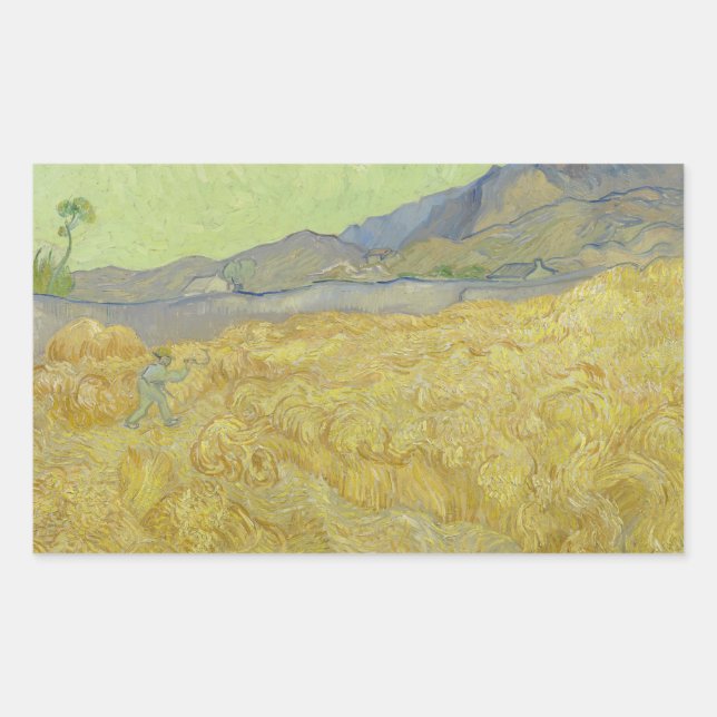 Adesivo Retangular Vincent van Gogh - Wheatfield com um Receptor (Frente)