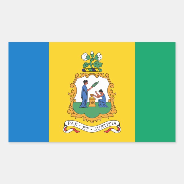 Adesivo Retangular Vincy Flag & Seal, Santo Vincent & Grenadines (Frente)