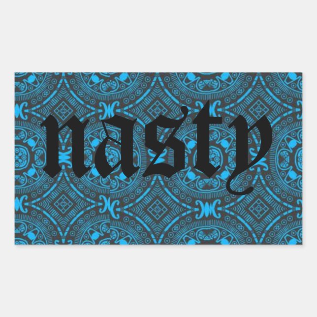 Adesivo Retangular vinheta azul desagradável (Frente)