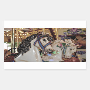 Adesivo Retangular Vinheta bonito de cavalos carrossel