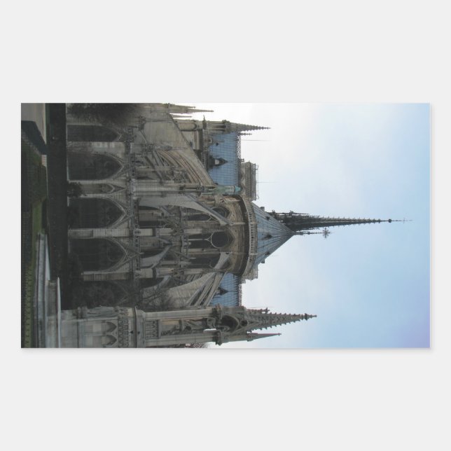 Adesivo Retangular Vinheta com Notre Dame de Paris (Frente)