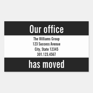 Adesivo Retangular Vinheta de Anúncio de Movimentação de Escritório P