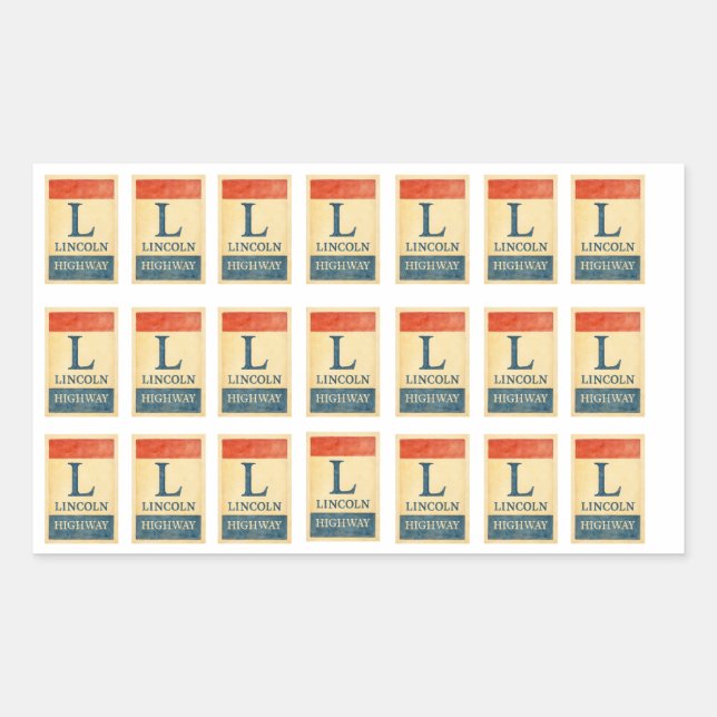Adesivo Retangular Vinheta de Aquarela de Estrada Lincoln (Frente)