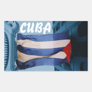 Adesivo Retangular Vinheta de bandeira cubana