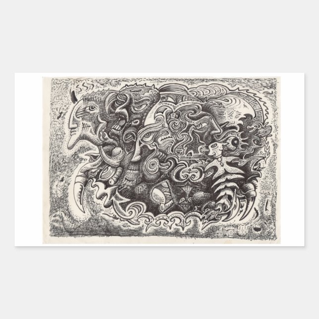 Adesivo Retangular Vinheta de Besta Híbrida (Frente)