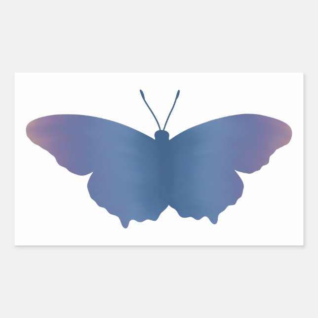 Adesivo Retangular Vinheta de Borboleta Gradiente Violeta (Frente)