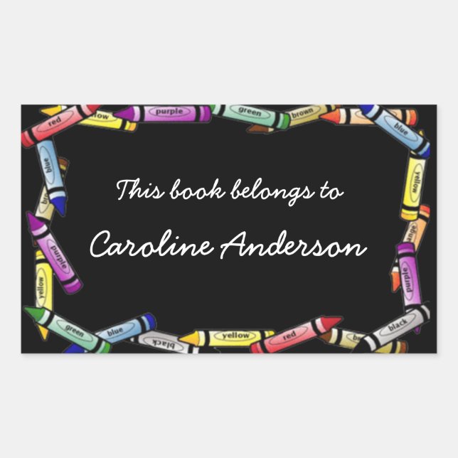 Adesivo Retangular Vinheta de Borda Crayon (Frente)