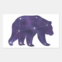 Adesivo Retangular Vinheta de constelação de Urso Grizzly