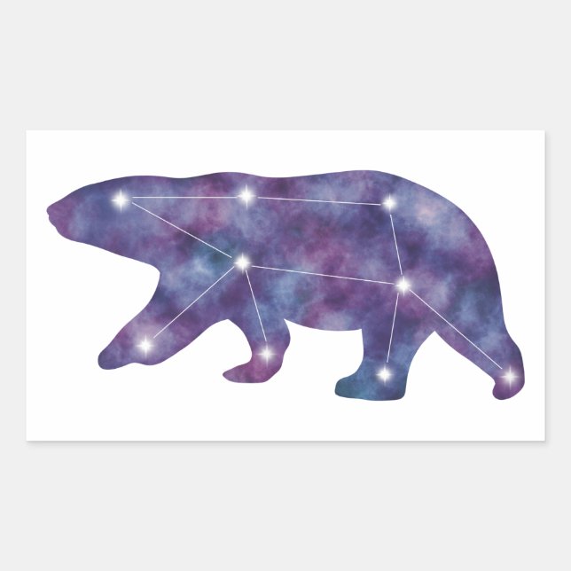 Adesivo Retangular Vinheta de constelação de Urso Polar (Frente)
