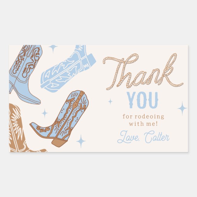 Adesivo Retangular Vinheta de Festa de aniversário de vaqueiro (Frente)