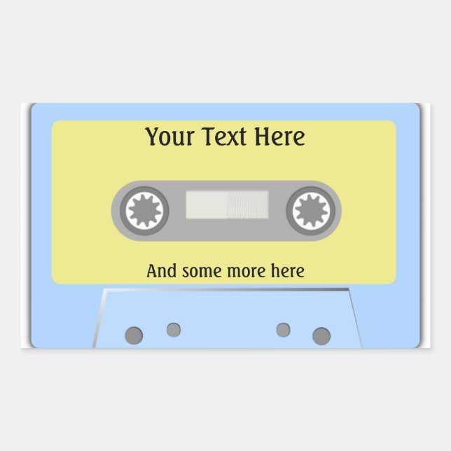 Adesivo Retangular Vinheta de fita cassete (Frente)