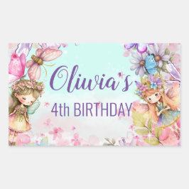 Adesivo Retangular Vinheta de floresta encantada