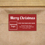 Adesivo Retangular Vinheta de Forma Retângulo Comercial Red Christmas<br><div class="desc">Feliz Natal! Um dos feriados mais comemorados do ano. É também uma das melhores estações para anunciar sua empresa. Coletor de forma retangular com saudação Feliz de Natal, seu nome comercial e outras informações de sua empresa. Você pode usá-lo como acessório do seu material de embalagem do produto para promover...</div>