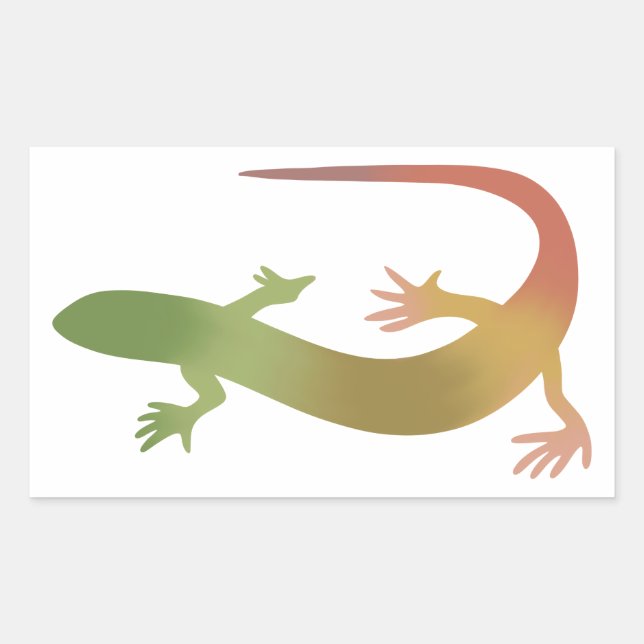 Adesivo Retangular Vinheta de Gradação de Gecko Laranja e Verde (Frente)