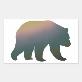Adesivo Retangular Vinheta de Gradação de Urso Cinzento Verde