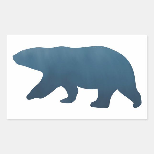 Adesivo Retangular Vinheta de Gradação do Urso Polar Azul Profundo (Frente)
