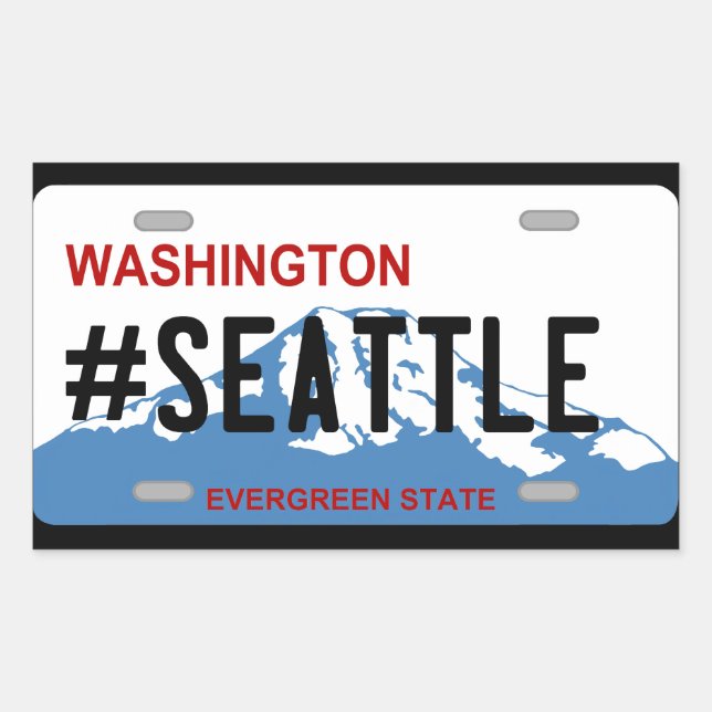 Adesivo Retangular Vinheta de licença de Washington Seattle (Frente)