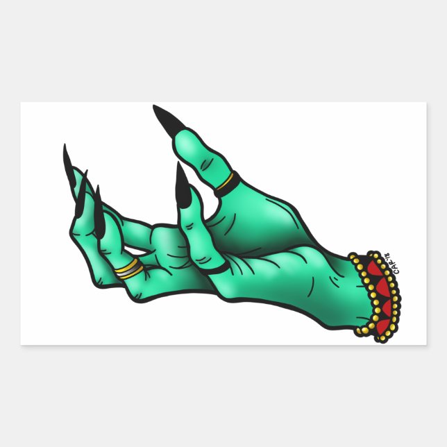 Adesivo Retangular Vinheta de Mão de Bruxa do Halloween (Frente)