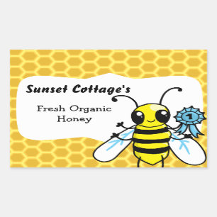 Adesivo Retangular Vinheta de Mel Personalizável