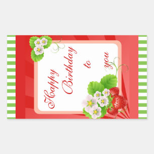 Adesivo Retangular Vinheta de Morangos