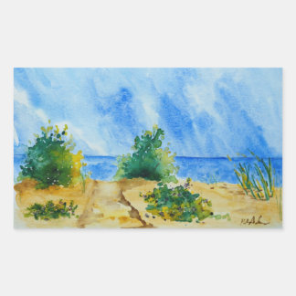 Adesivo Retangular vinheta de praia