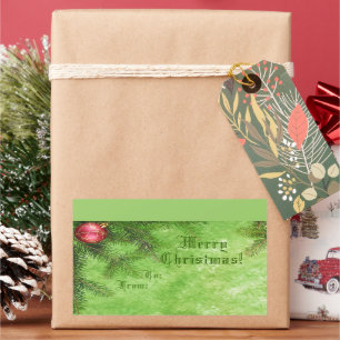 Adesivo Retangular Vinheta de presentes verde de Natal