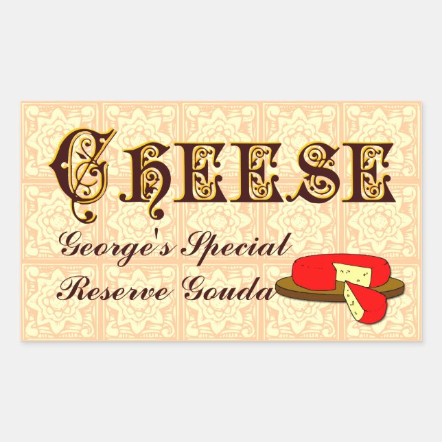 Adesivo Retangular Vinheta de queijo caseiro personalizada (Frente)
