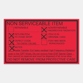 Adesivo Retangular Vinheta de Radiação de Fuga Não Reparável