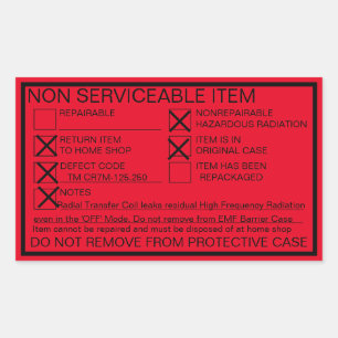 Adesivo Retangular Vinheta de Radiação de Fuga Não Reparável