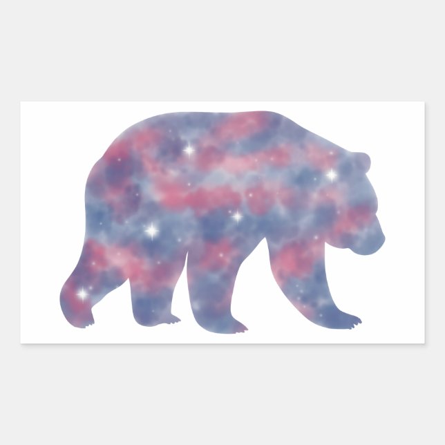 Adesivo Retangular Vinheta de Starscape do Urso Cinzento Claro (Frente)