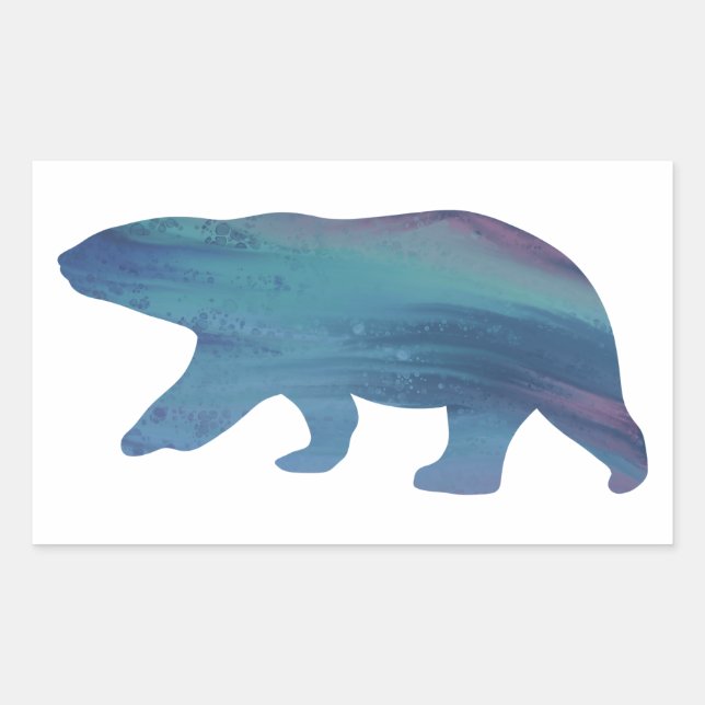 Adesivo Retangular Vinheta de Urso Polar de Estilo Acrílico (Frente)