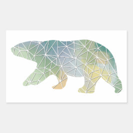 Adesivo Retangular Vinheta de Urso Polar de Papel Mosaico