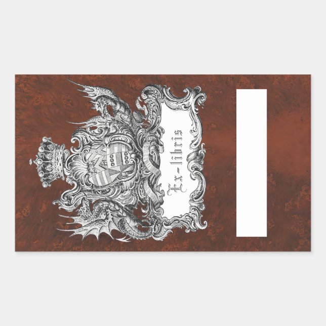 Adesivo Retangular Vinheta do Cartaz da Coroa e do Dragão (Frente)