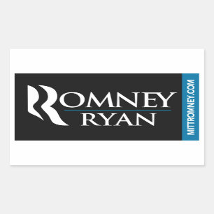 Adesivo Retangular Vinheta do logotipo Romney Ryan Black