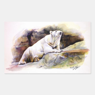 Adesivo Retangular Vinheta do Urso Polar em Descolagem