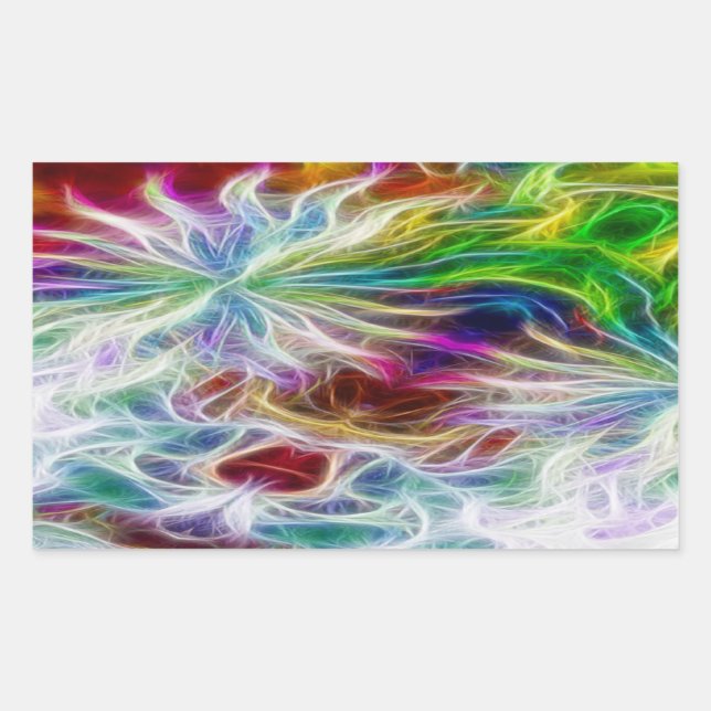 Adesivo Retangular Vinheta Flores Fractais (Frente)