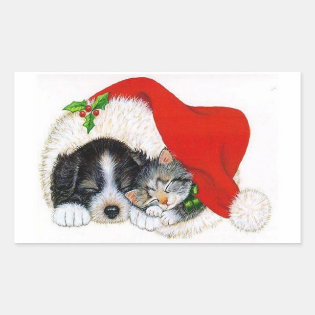 Adesivo Retangular Vinheta Natal/Cãozinho (Frente)