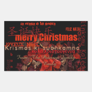 Adesivo Retangular Vinheta personalizada de Feliz Natal do Mundo